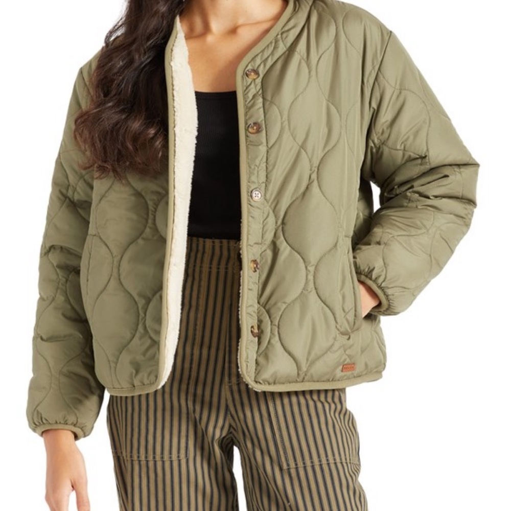 Brixton Sherpa Reversible Military Jacket in Olive! NWOT